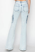 RISEN Full Size High Rise Cargo Flare Jeans - Delanoir