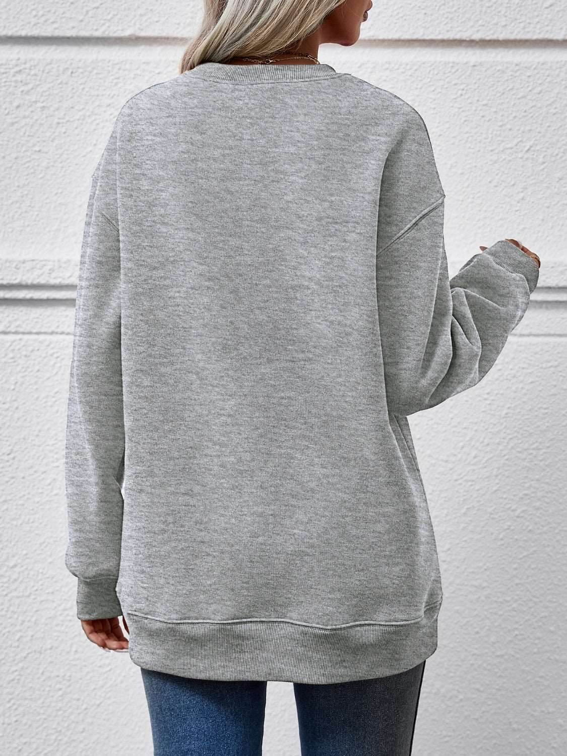 Christmas Tree Graphic Round Neck Sweatshirt - Delanoir