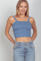 VERY J Cable Knit Seamless Cropped Cami - Delanoir