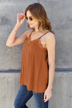Basic Bae Full Size Lace Trim V-Neck Cami - Delanoir