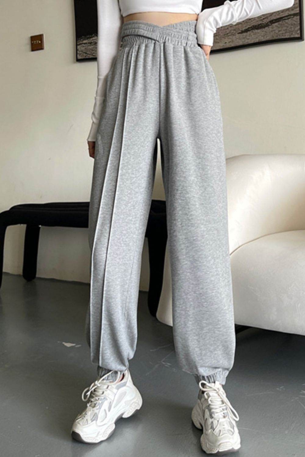 Crisscross Long Sweatpants - Delanoir