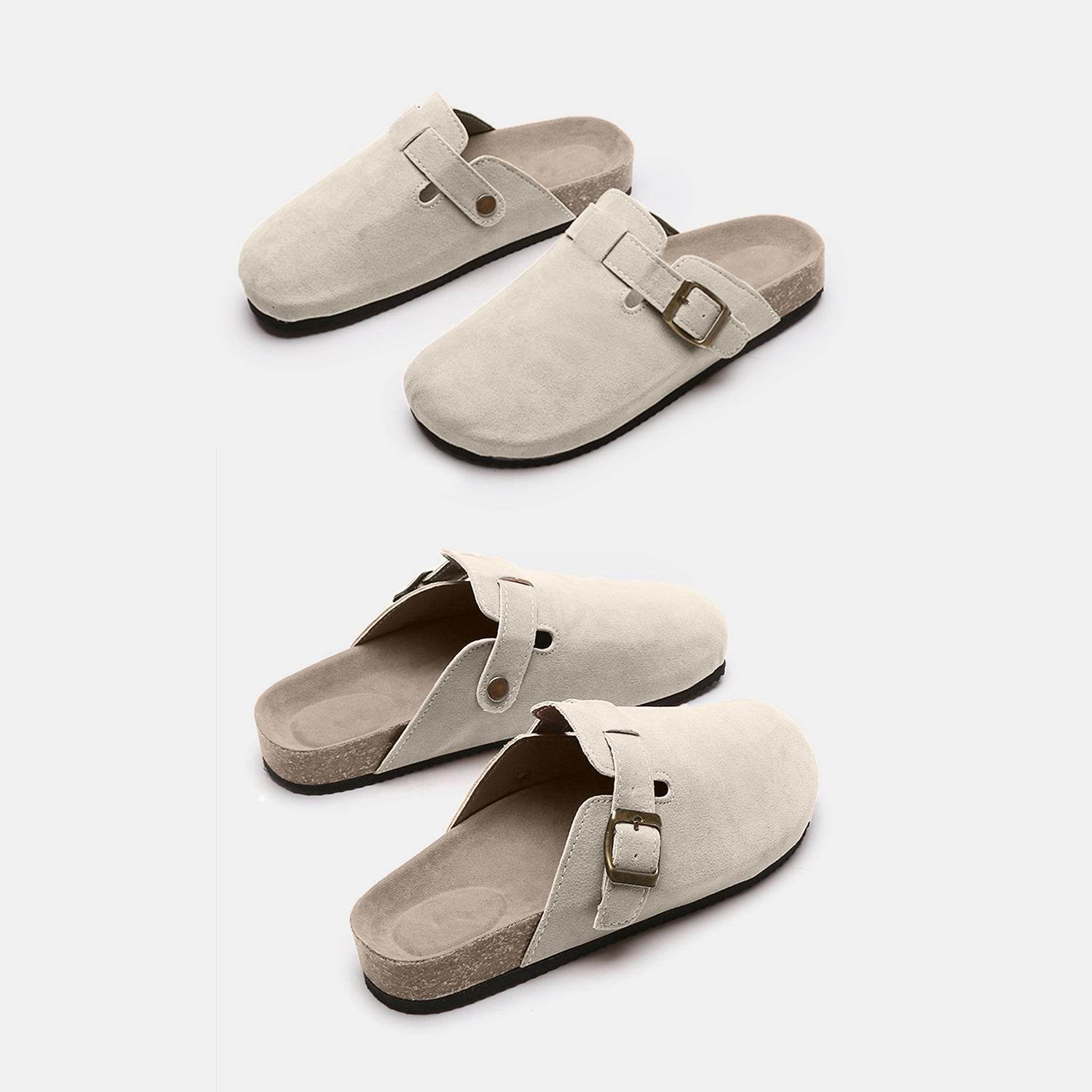 Suede Closed Toe Buckle Slide - Delanoir