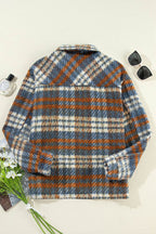 Plaid Collared Neck Jacket with Chest Pockets - Delanoir