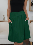 FAM-FAM Elastic Waist Skirt with Pockets - Delanoir