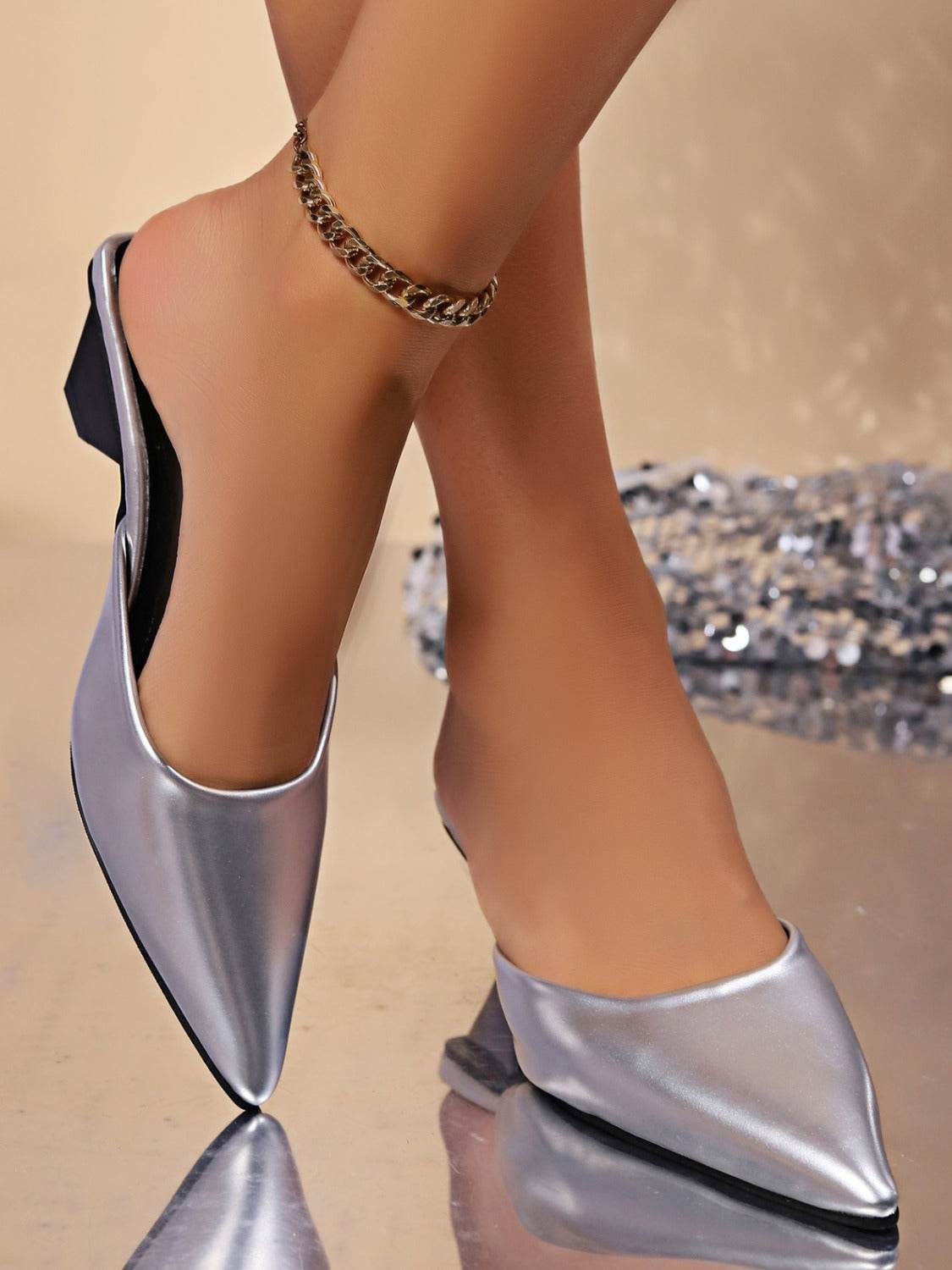 PU Leather Point Toe Sandals - Delanoir