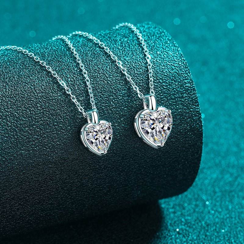 2 Carat Moissanite 925 Sterling Silver Heart Shape Necklace - Delanoir
