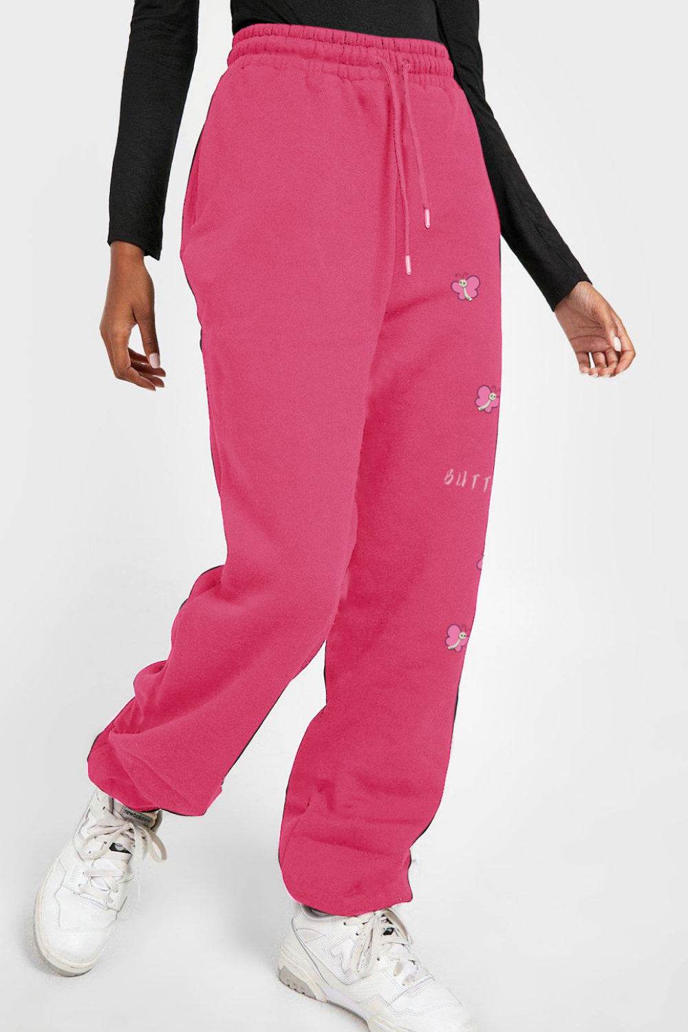 Simply Love Simply Love Full Size Drawstring BUTTERFLY Graphic Long Sweatpants - Delanoir