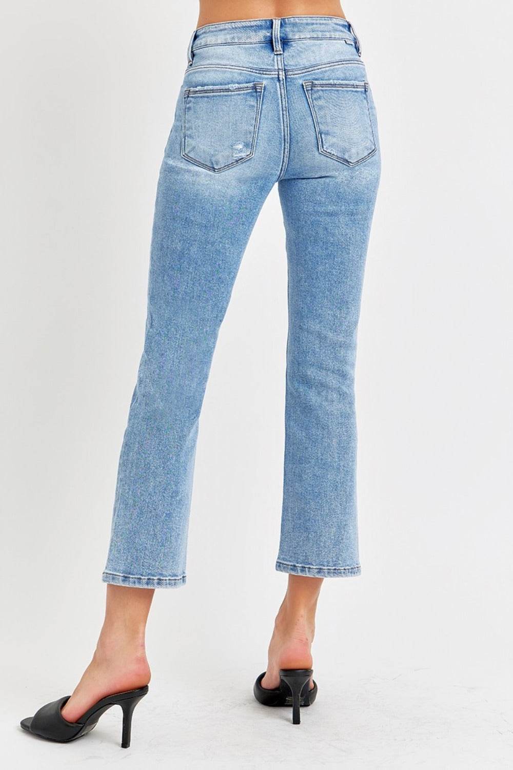RISEN Full Size Low Rise Crop Slim Straight Jeans - Delanoir