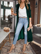 Open Front Long Sleeve Coat - Delanoir