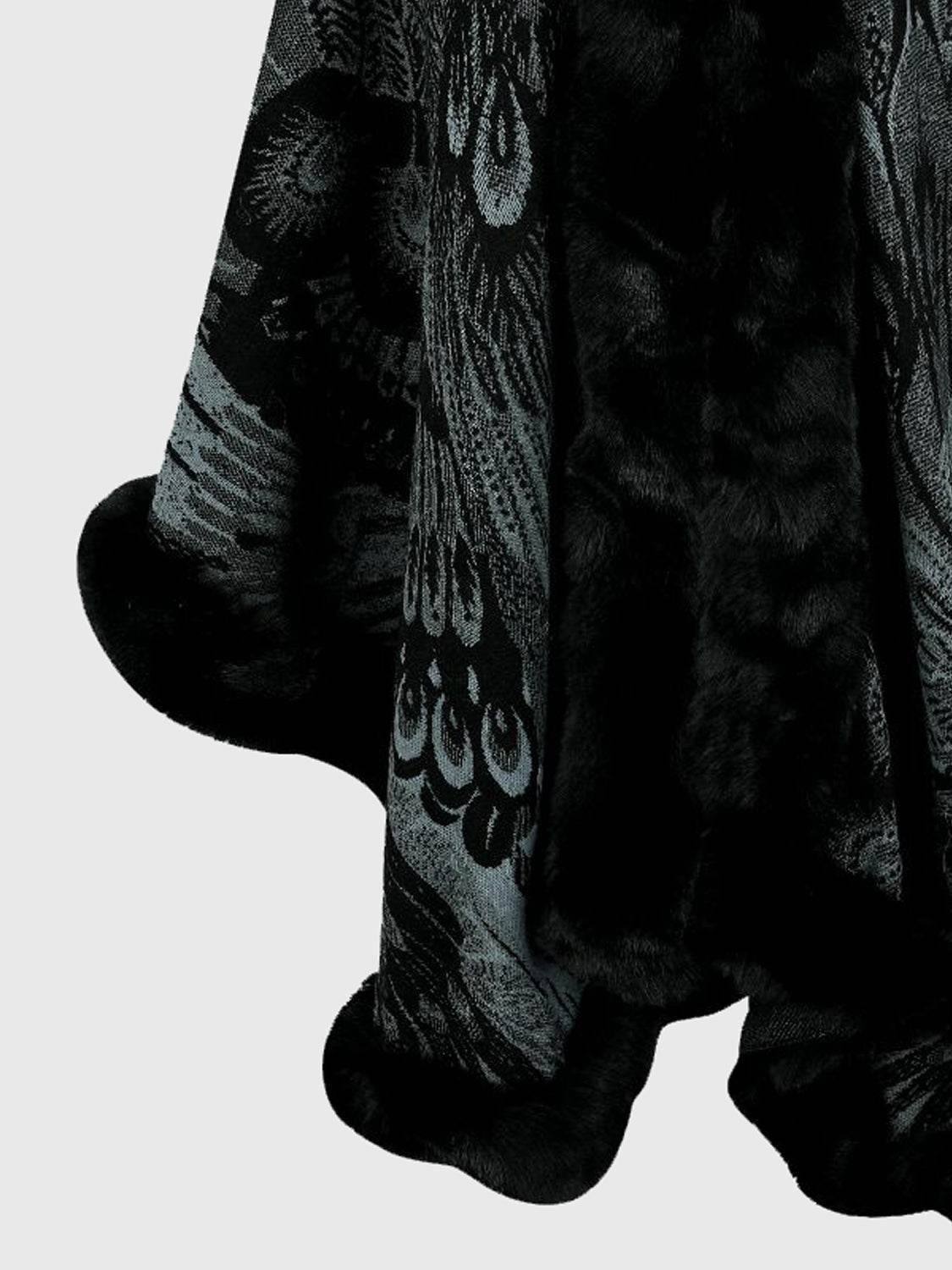 Printed Open Front Poncho - Delanoir