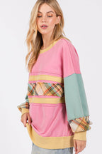 SAGE + FIG Mineral Wash Raw Edge Color Block Sweatshirt - Delanoir