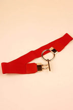 Circle Shape Buckle Zinc Alloy Buckle PU Leather Belt - Delanoir
