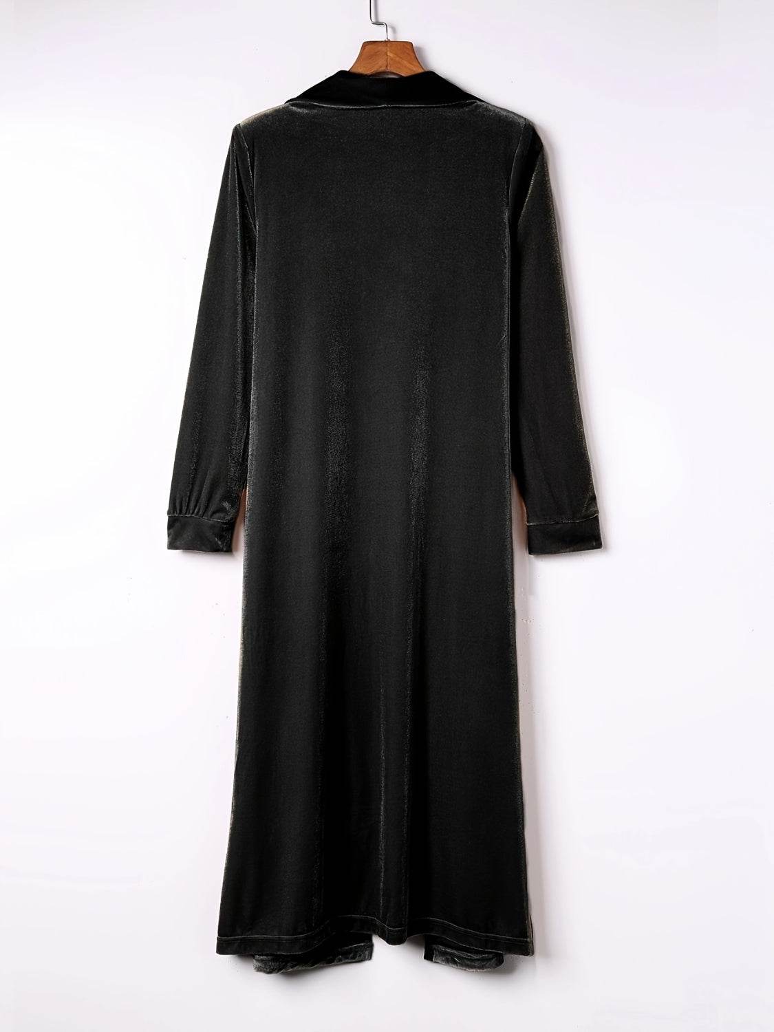 Open Front Long Sleeve Coat - Delanoir