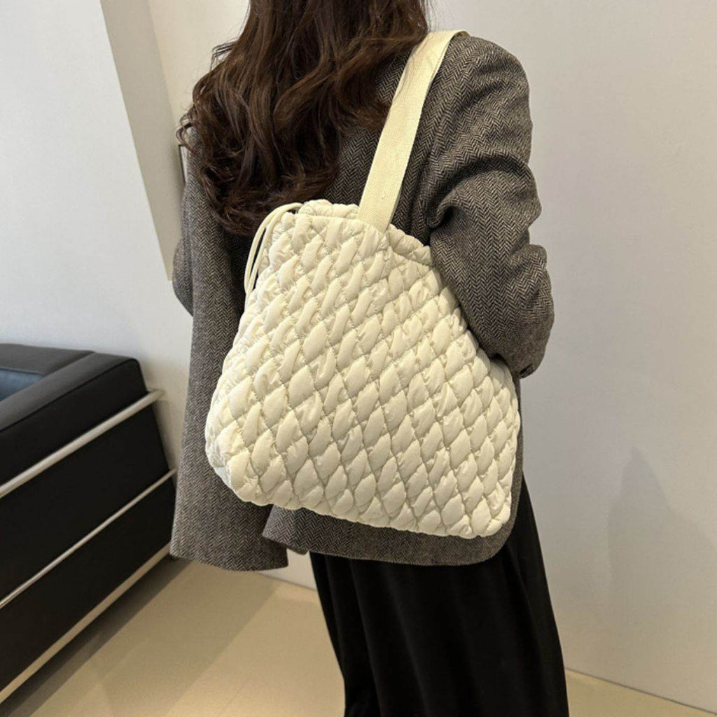 Drawstring Bubble Texture Tote Bag - Delanoir
