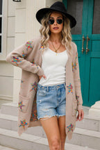 Angel Wings Star Open Front Long Sleeve Cardigan - Delanoir