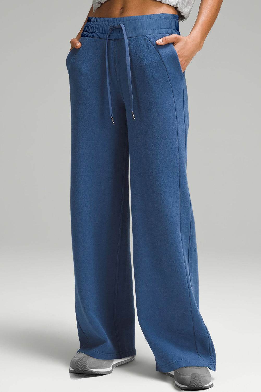 Drawstring Elastic Waist Straight Leg Pants - Delanoir
