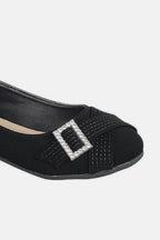 Forever Link Slip On Rhinestone Buckle Ballet Flats - Delanoir