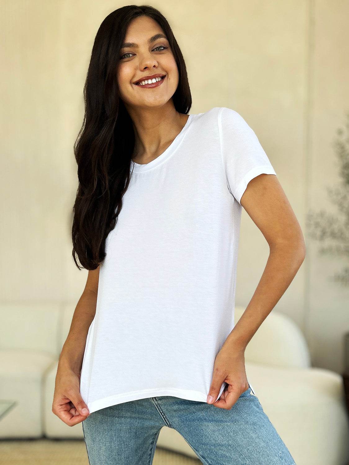 Basic Bae Full Size Round Neck Short Sleeve T-Shirt - Delanoir