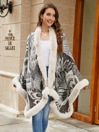 Printed Open Front Poncho - Delanoir