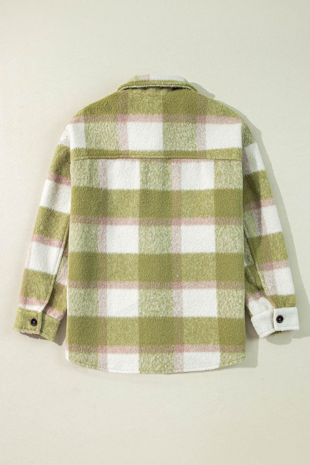 Pocketed Plaid Collared Neck Shacket - Delanoir