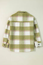 Pocketed Plaid Collared Neck Shacket - Delanoir
