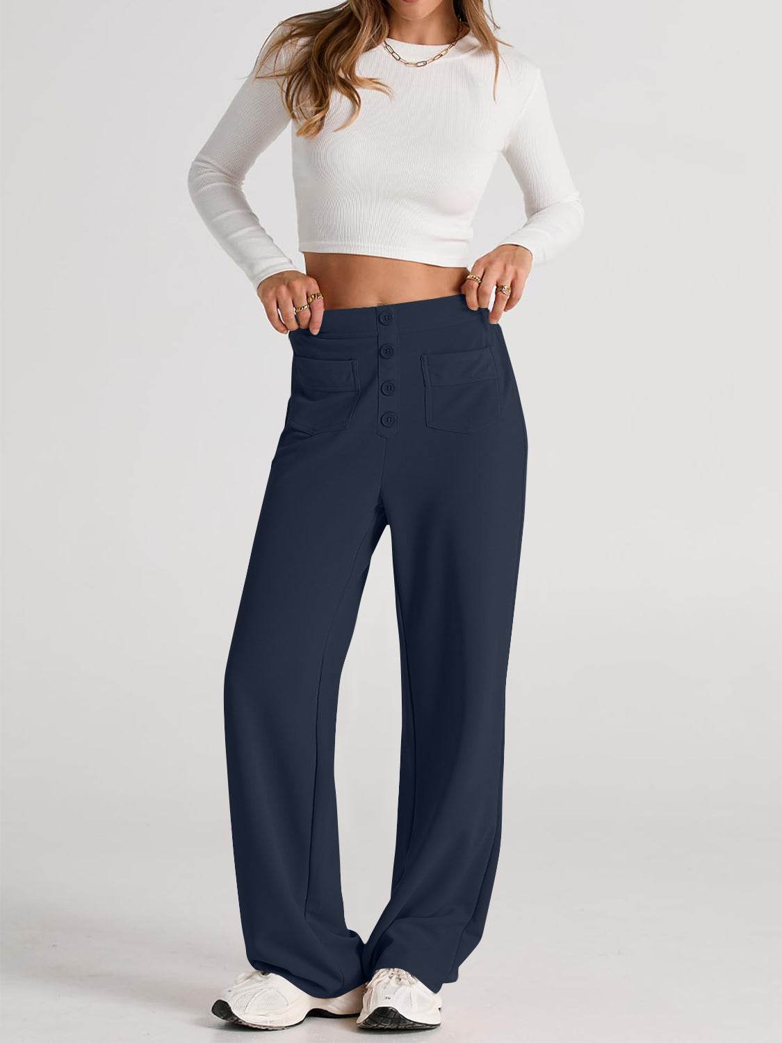 High Waist Wide Leg Pants - Delanoir