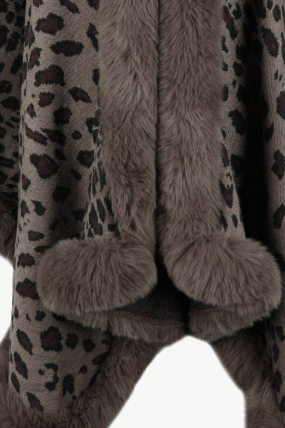Leopard Open Front Poncho - Delanoir