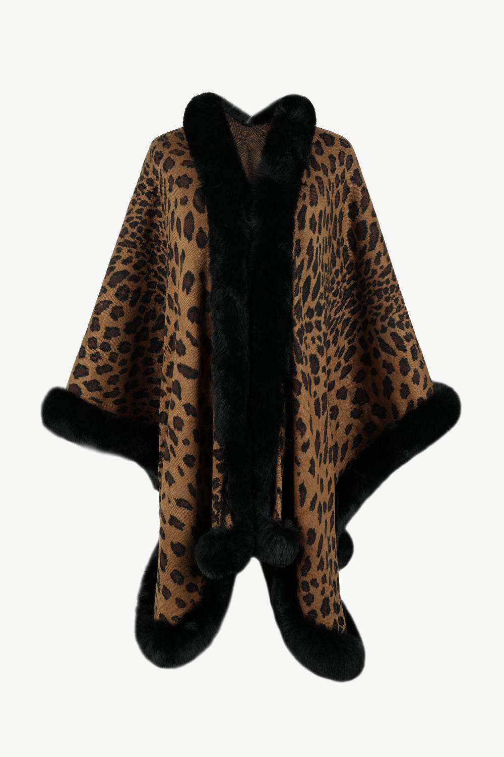 Leopard Open Front Poncho - Delanoir