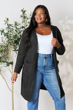 Basic Bae Full Size Hooded Sweater Cardigan - Delanoir