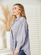 Distressed Raw Hem Denim Jacket - Delanoir