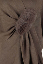 Surplice Neck Pom-Pom Trim Poncho - Delanoir