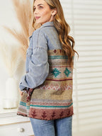Collared Neck Dropped Shoulder Denim Jacket - Delanoir