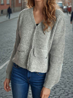 Button Down Long Sleeve Cardigan - Delanoir