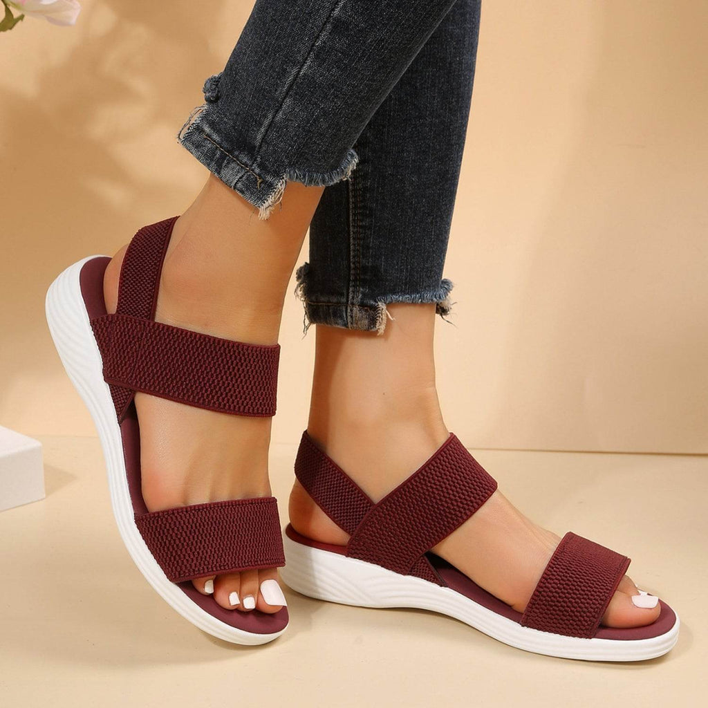 Rubber Open Toe Low Heel Sandals - Delanoir
