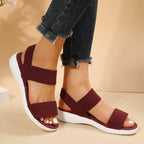 Rubber Open Toe Low Heel Sandals - Delanoir