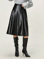 High Waist Skirt with Zipper - Delanoir