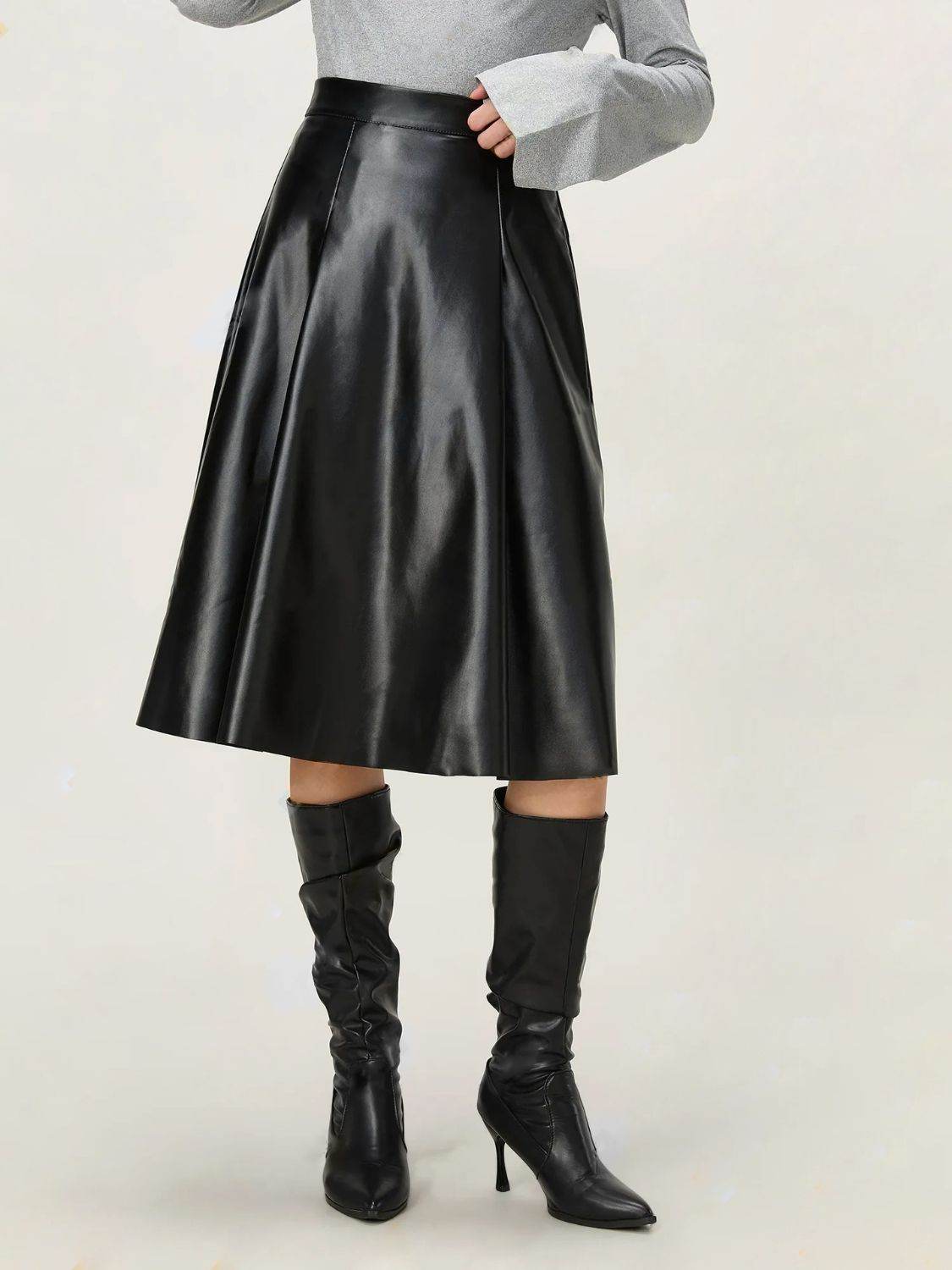 High Waist Skirt with Zipper - Delanoir