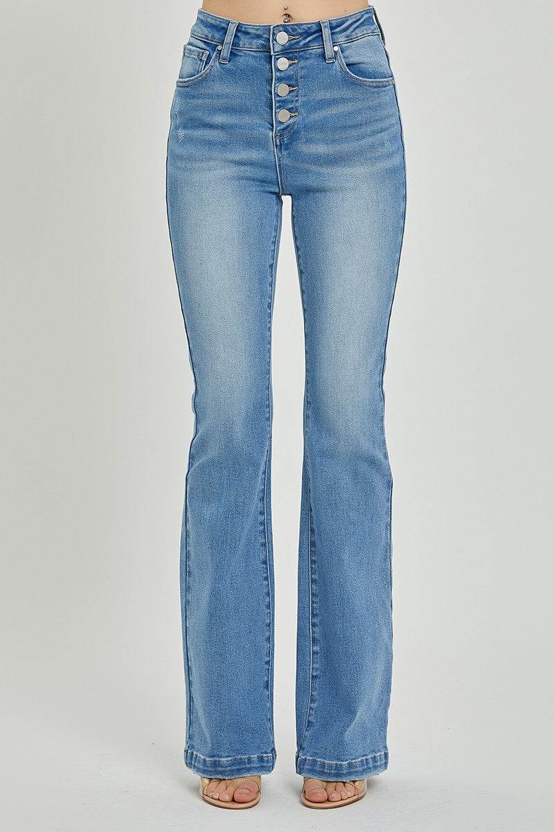 RISEN Full Size High Rise Button Fly Bootcut Jeans - Delanoir