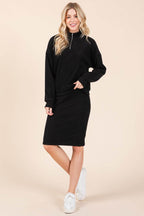 BOMBOM Quarter Zip Long Sleeve Sweatshirt with Pockets - Delanoir