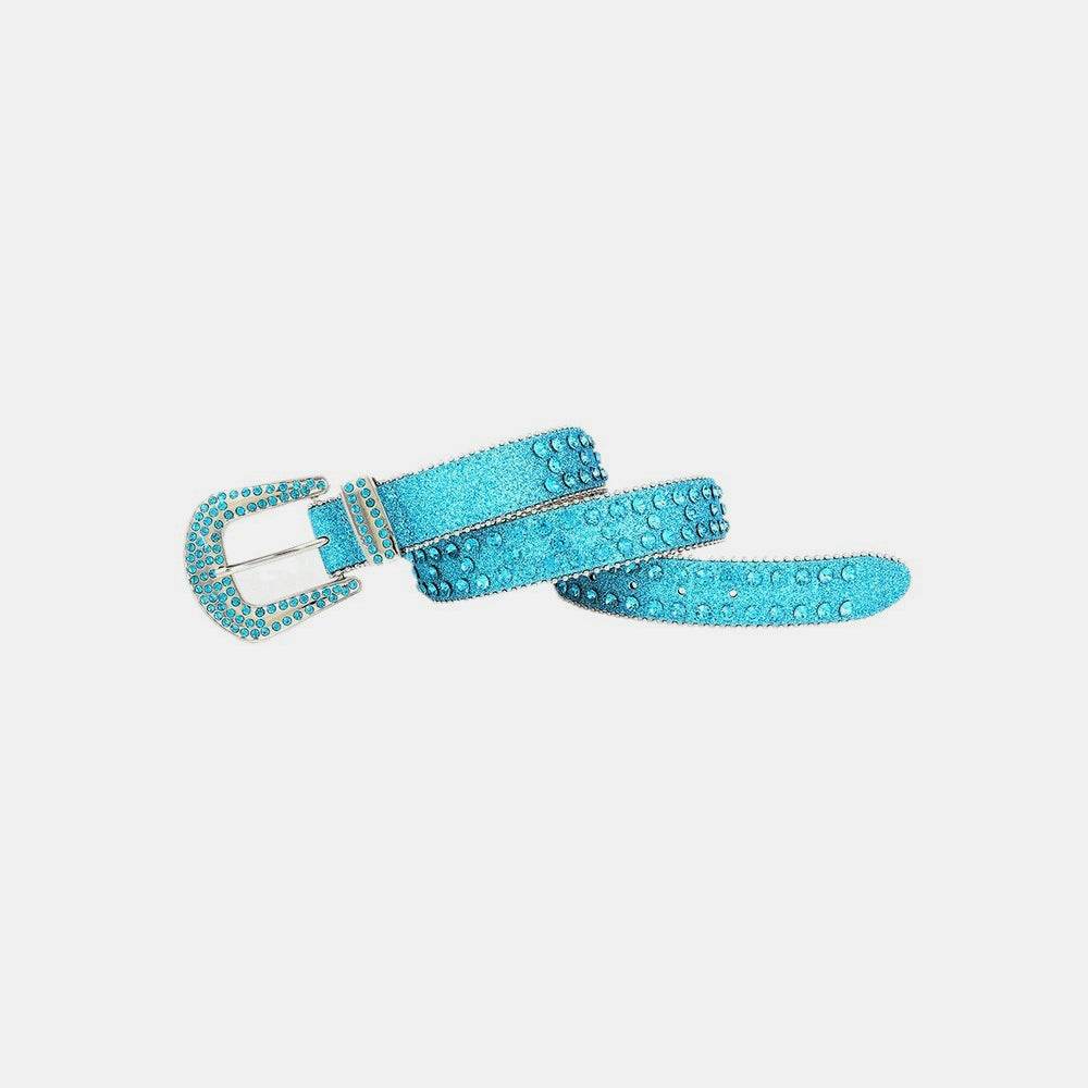 Rhinestone PU Leather Belt - Delanoir