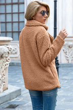 Ivy Lane Full Size Lapel Collar Sherpa Coat - Delanoir
