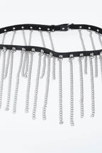 Fringed Chain PU Leather Belt - Delanoir