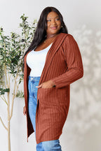 Basic Bae Full Size Hooded Sweater Cardigan - Delanoir