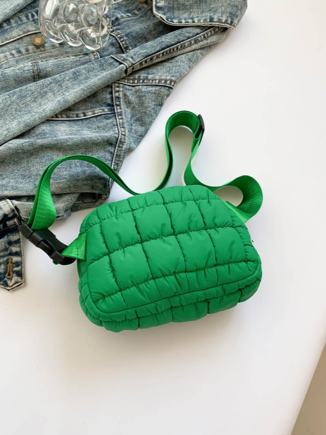 Bubble Texture Adjustable Strap Crossbody Bag - Delanoir