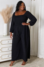Double Take Square Neck Jumpsuit with Pockets - Delanoir