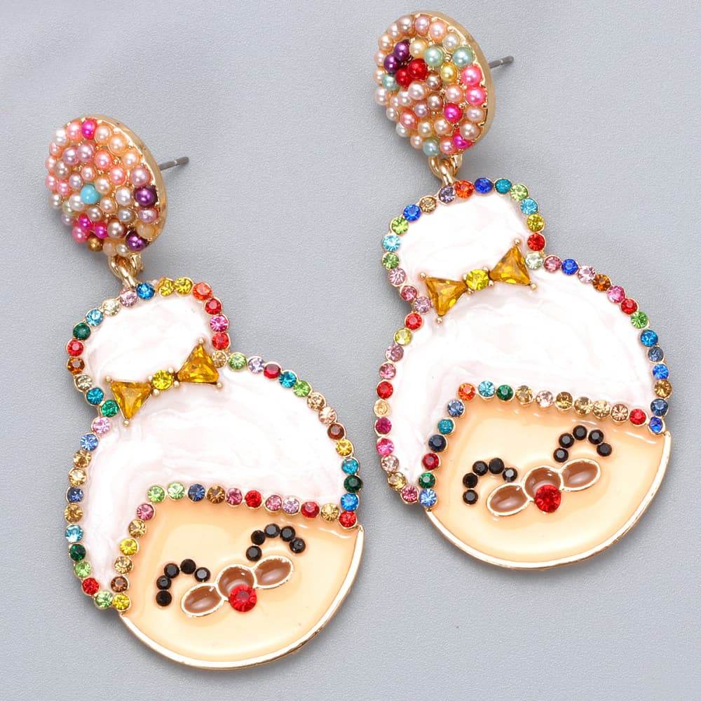Rhinestone Alloy Mrs. Claus Earrings - Delanoir