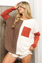 BiBi Color Block Brushed Checker Top - Delanoir