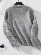Cable-Knit Round Neck Button Up Cardigan - Delanoir