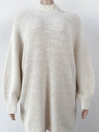 Mock Neck Dropped Shoulder Sweater Dress - Delanoir