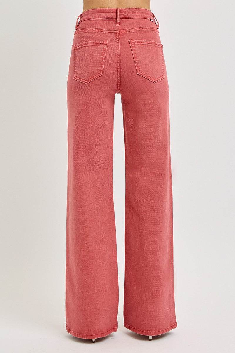 RISEN Full Size High Rise Tummy Control Wide Leg Jeans - Delanoir